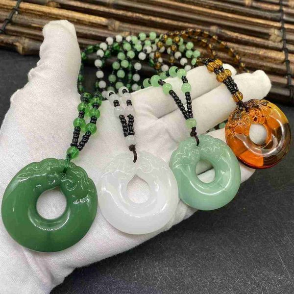 

pendant necklaces natural white green chinese jade dragon pendant necklace fashion charm accessories carved amulet gifts for women men hkd23, Silver