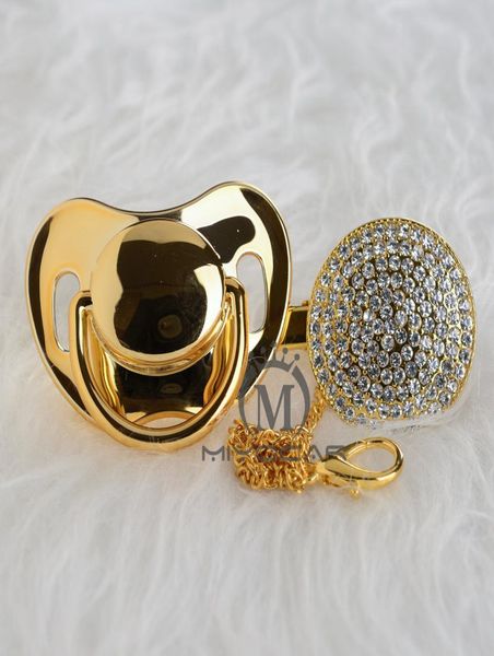 

miyocar bling all gold pacifier and pacifier clip unique design baby sgs certificate safe and unique lj2011104852109