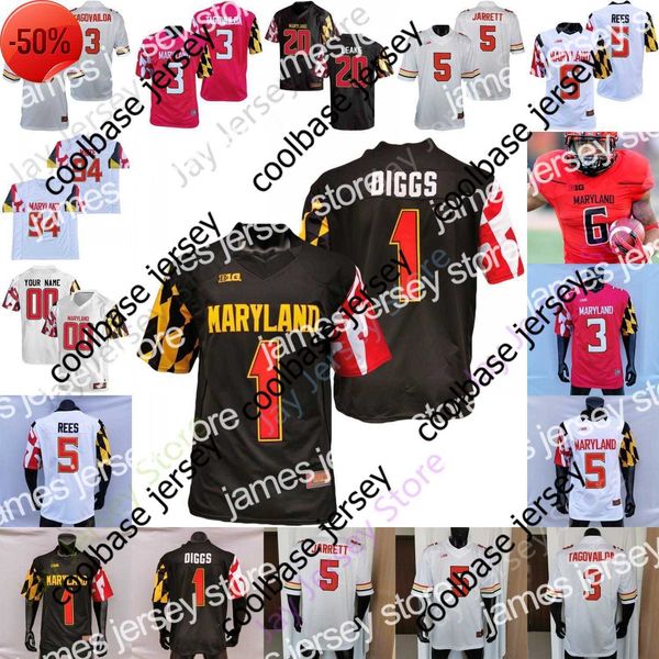 

football jerseys maryland terrapins football jersey ncaa college dontay demus jr.stefon diggs taulia tagovailoa rakim jarrett tayon, Black;red