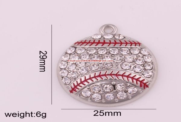 

new listed 50pcs a lot rhodium plated zinc alloy with sparkling clear crystals baseball or softball sports pendant2420990, Bronze;silver