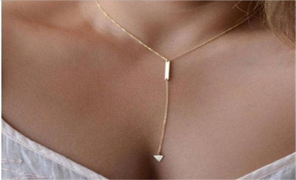 

tiny cross necklace pendant women simple bar triangle y necklace3934568, Silver
