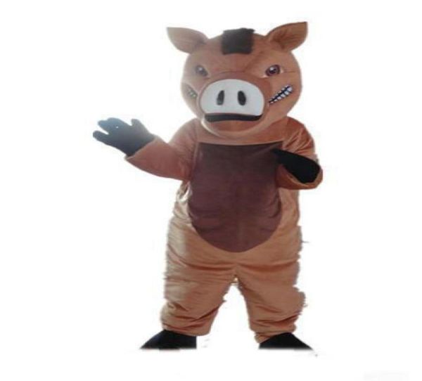 

2019 good vision and good ventilation a brown boar mascot costume with big nose for to wear2651706, Red;yellow