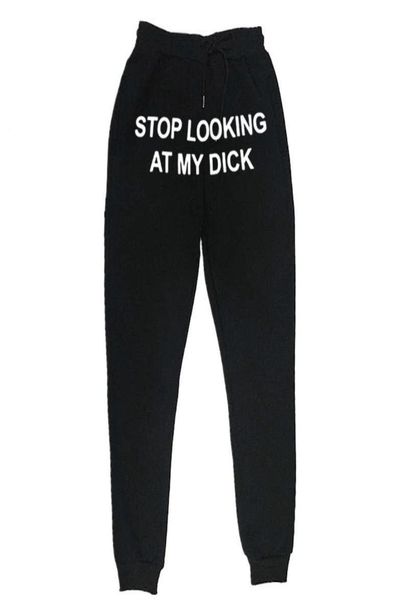 

hip hop sweat men women joggers pants slooking at my dick sweatpants print high waist trousers9292620, Black