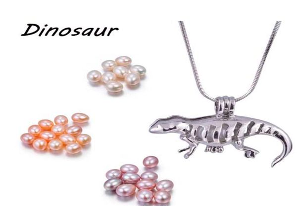 

silver cage pendant necklace with natural rice pearl dinosaurunicornfish mix designs diy with own stones scent diffuser locket p2203618