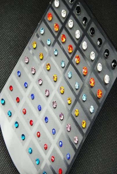 

a268 mix colr czech rhinestones 216pcs stainless steel stud earrings for womens or mens whole fashion jewelry lots67537727149980, Golden;silver
