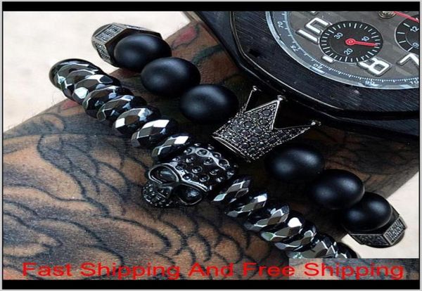 

mcllroy bracelet menskullsteelstonebeadsluxurybracelets for mens crown cz zircon man bracelet homme jewelry valentine gift f7360053, Golden;silver