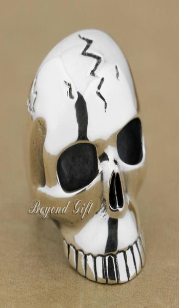 

huge heavy 925 sterling silver skull mens biker ring 9m009 us size 814 6101258, Golden;silver
