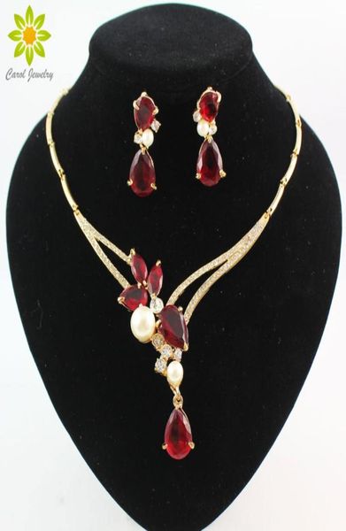 

18k gold plated blackblueredpurple zircon beads crystal pendants necklace earring sets fashion women party jewelry sets8641298, Slivery;golden
