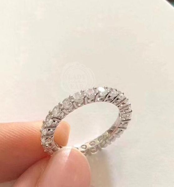 

cluster rings 2 colors band jewelry women finger ring 3mm cubic zirconia 925 silver party wedding men diamond for9212141, Golden;silver