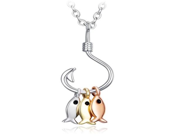 

shineland 3 colors fish pendant necklaces 925 sterling silver necklace fashion jewelry party wedding accessories n407435289