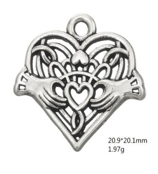 

2021 antique silver plated claddagh friendship heart in hand pendant irish bff charm for diy bracelet3380399, Bronze;silver