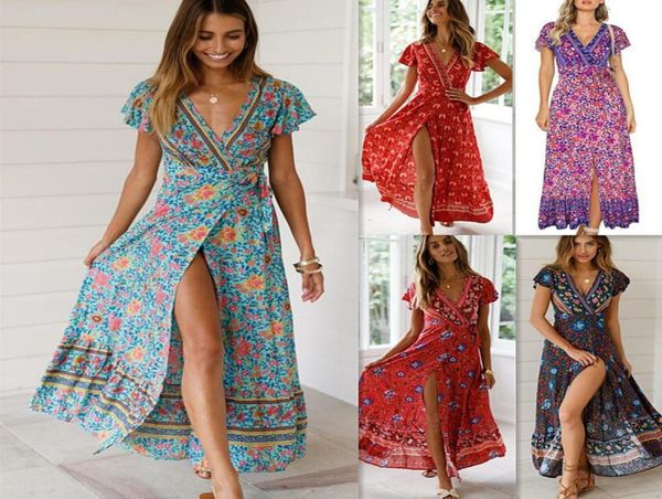 

women039s rayon bohemian print dress lace up dress0127097523, Black;gray