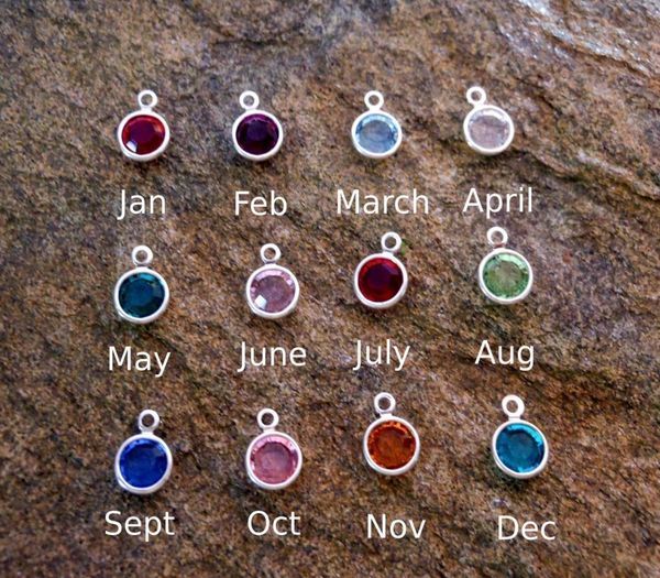 

12pcs whole set birthstone dangle pendant charm for personalized necklace bracelet earring jewelry making2492845, Bronze;silver