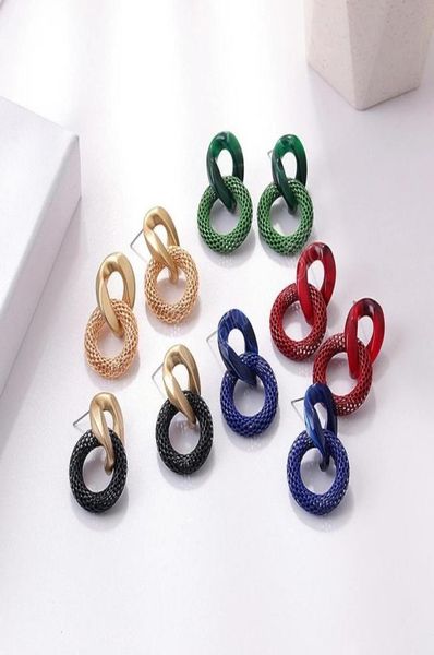 

korean simple double circle dangle earring colorful pendant earring for women fashion small pendientes jewelry gifts9785503, Silver