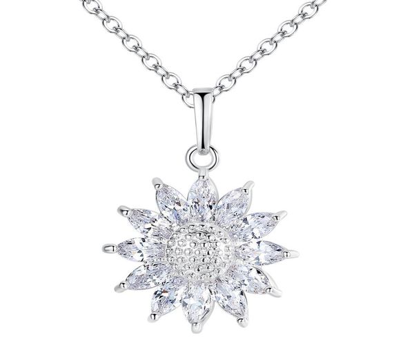 

2019 fast forward new popular jewelry korean temperament personality sun flower zircon pendant necklace women accessories7046553, Golden;silver