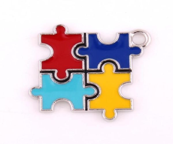 

10pcslot diy jewelry making rhodium plated enamel finish alloy autism puzzle piece jigsaw puzzle charm84022934025059, Bronze;silver