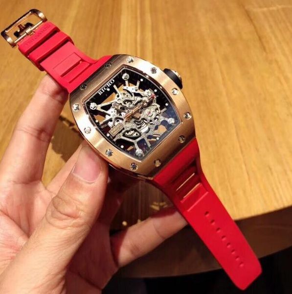 

men's automatic mechanical watch japan west iron city movement natural rubber watchband size 42mm 316 fine steel--2, Slivery;brown