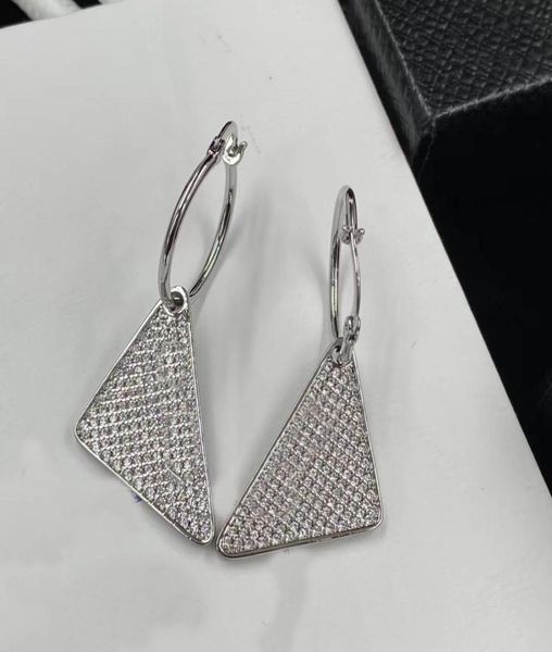 

fashion classic triangle pendant charm earrings aretes full diamonds designer earrings for women4008853, Golden