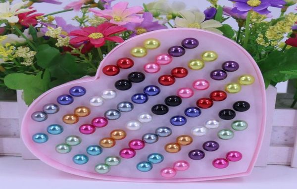 

36 pairsset stud earring korean simple pearl earrings jewelry round girls random color 8mm7396459, Golden;silver