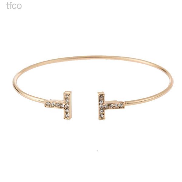 

designer bracelets bangle love jewelry nail women personality c shape fashion double t diamond inlaid open bracelet coil ladies bracelets, Black