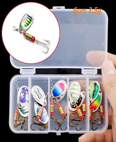 

10pcs1box 10 colors mixed 6cm 35g spinner metal baits lures 6 hook fishing hooks fishhooks pesca tackle accessories b221190343