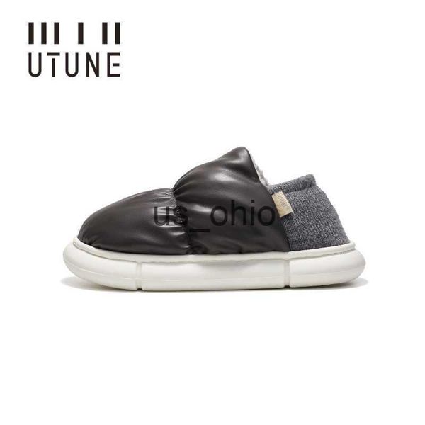 

slippers utune new toast women slippers antislip warm indoor shoes plush waterproof heel slippers soft outside shoes for easy walk j230712, Black