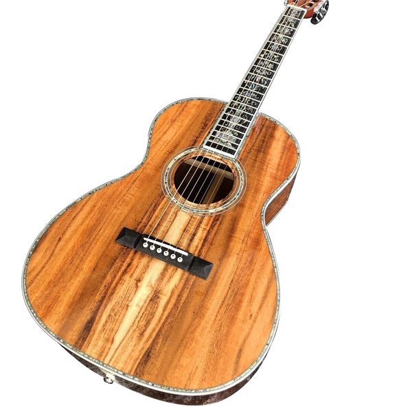 

39 inches real abalone ebony fingerboard all solid koa wood acoustic guitar