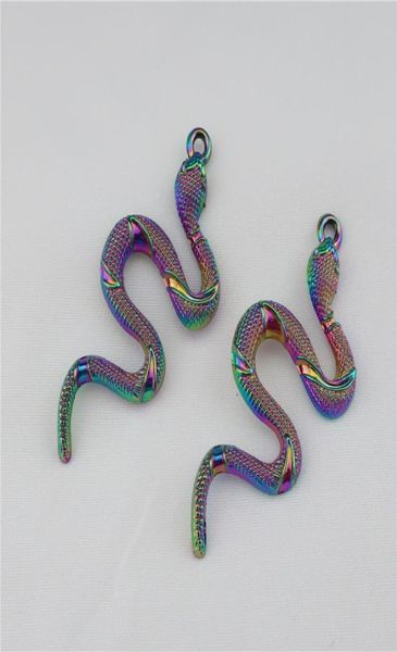 

10pcs rainbow punk cobra viper pendant diy necklace women men jewelry8291725, Silver