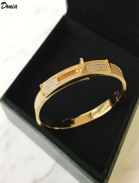 

donia jewelry luxury bangle european and american fashion classic pig nose titanium steel microinlaid zircon designer bracelet gi9083474, Black