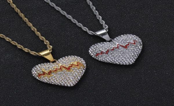 

hip hop heartshaped pendant necklaces for men women luxury designer mens diamond gold chain necklace jewelry love gift3715600, Silver
