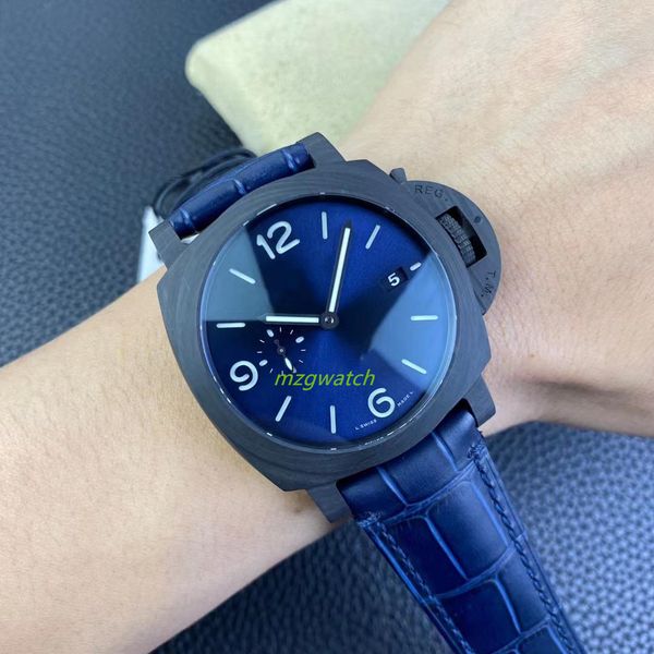 

sbf mens watch pam1664 cal.p.9010 mechanical movement carbon fiber watch case sapphire crystal glass watch mirror diameter 44mm luminous dis, Slivery;golden