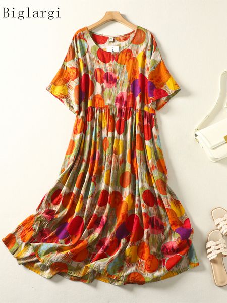 

plus size dresses size polka dot summer dres 2023 cotton ladies boho beach loose casual oversized long woman dress vestidos 230711, Black
