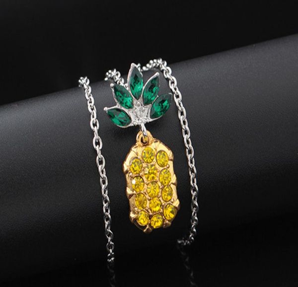 

pineapple necklaces for women green leaves ladies girl jewelry gift long chain necklace fruit pendant necklace8210508, Silver