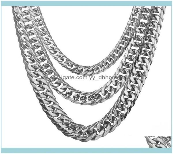 

chains necklaces pendants jewelrychains 131619mm white gold tone stainless steel chain curb cuban link mens necklace male x part6325445, Silver
