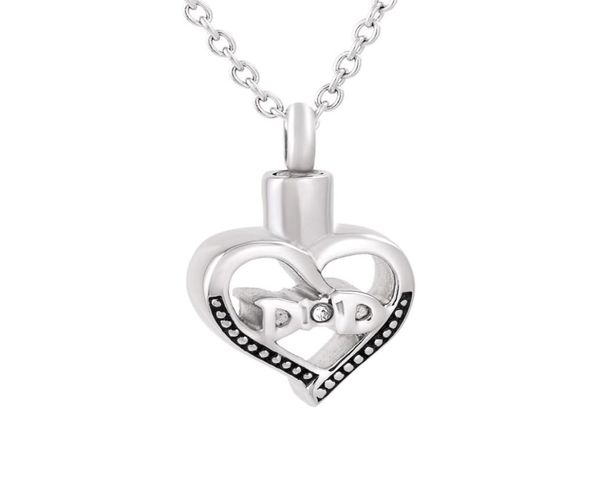 

ijd9850 2pcslot hollow heart cremation urn necklace human ashes memorial ash keepsake pendant necklace funeral jewelry with cryst3879559, Silver