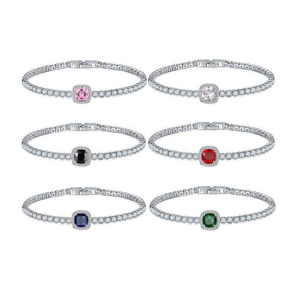 

3mm emerald colorful cubic zirconia tennis bracelet bling full lux ice flower creative micro prong zircon wedding bridal white gold chain br, Black