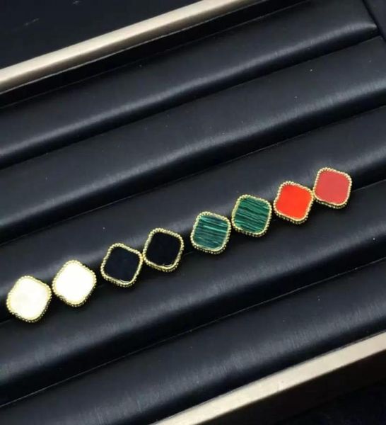 

four leaf clover earrings love stud earring natural shell silver 18k plated for womengirls8038188, Golden;silver