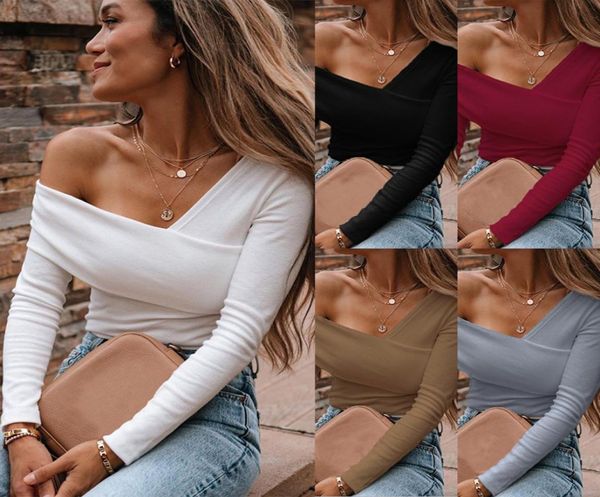 

women039s knits tees autumn womens fashion hollow vneck long sleeve sweaters ladies casual slim fit tee 8786292, White