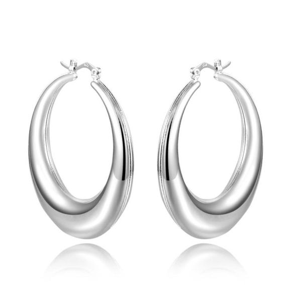 

925 sterling silver hollow oval hoop earrings small012348311370, Golden;silver