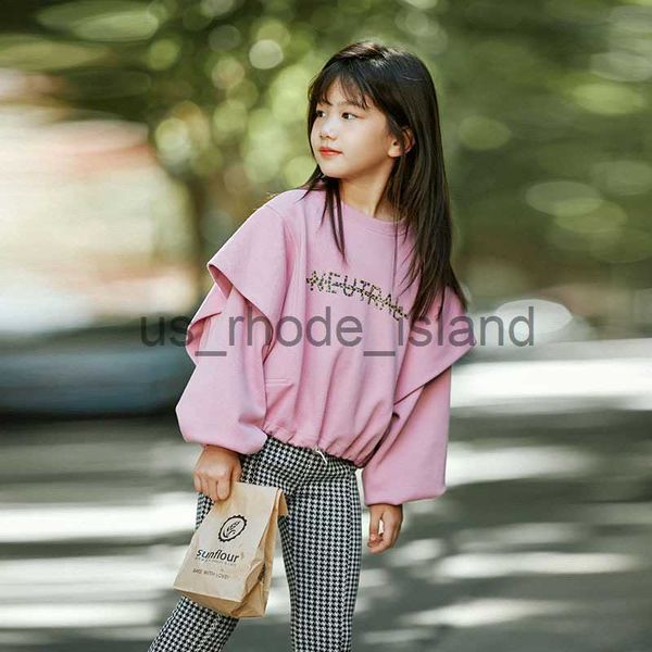 

jackets hoodies fashion girls sweater fashion sweatshirt spliced sleeves casual pink pullover hip-hop autumn kids clothing children's