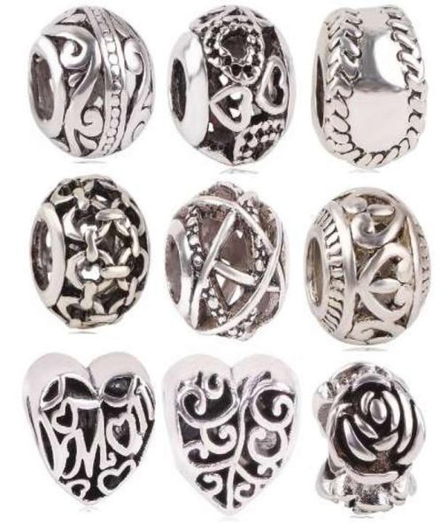

dodocharms new antique silver color softball rose love hollow mom bead charm for european charm bracelets4016976, Black
