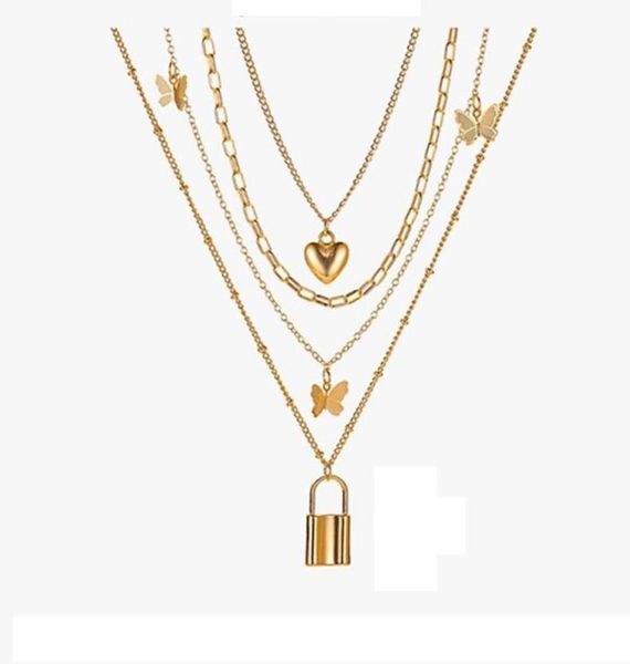 

chokers bohemian vintage butterfly choker necklace for women street style statement lock gold color luxurious jewelry4388596, Golden;silver