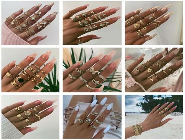 

gold knuckle midi ring set vintage for womengirl cz finger stackable rings set diy jewelry gifts1466974, Silver