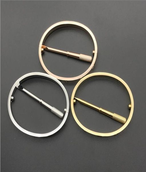 

stainless steel love bracelets silver rose gold bracelet bangles women men screw screwdriver bracelet couple jewelry with red dust3628277, Black