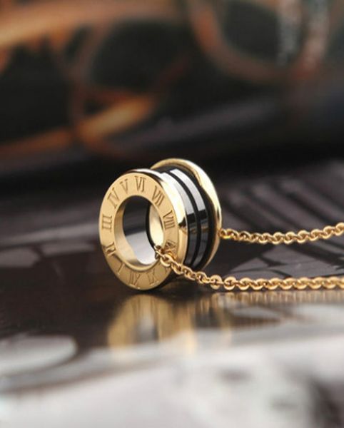 

2021 women luxury designer jewelry roman numeral ceramic pendant necklaces rose gold color stainless steel mens necklace gold chai4880404, Silver