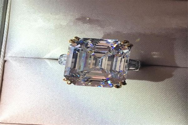 

vecalon engagement promise ring 925 sterling silver asscher cut 6ct 5a cz luxury wedding band rings for women bridal jewelry8310740, Slivery;golden