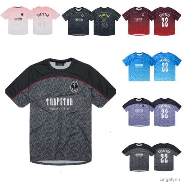 

t-shirts mens football trapstar jersey logo no.22 printed short sleeved breathable hip hop streetwaer mt9o, White;black