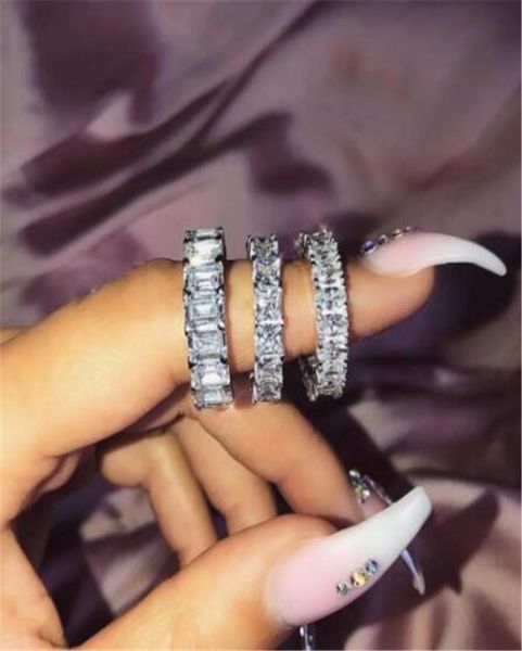 

vecalon valuable eternity band ring 925 sterling silver diamond cz promise engagement wedding band rings for women men jewelry4986649, Slivery;golden
