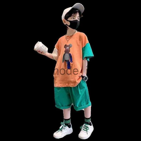 

clothing sets clothing sets 2pieces summer kid boys clothes set pullover t-shirt short pant cool kids suit fashion outfitsclothing x0712, White