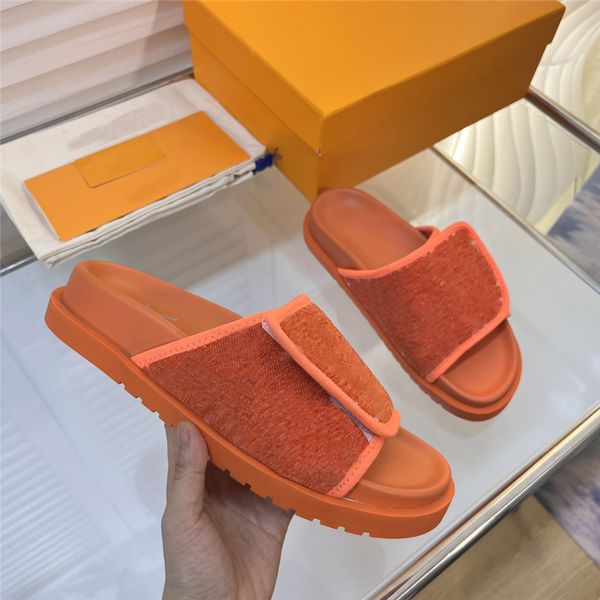 

designer luxury orange giant miami mule leather sandals line mules flat shoes sandalsl sandals with box, Black